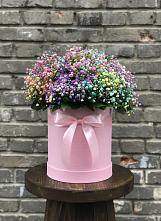 Цветочная композиция из Гипсофила и Розы в шляпной коробке #REPLACE_PRED# Зеленогорске