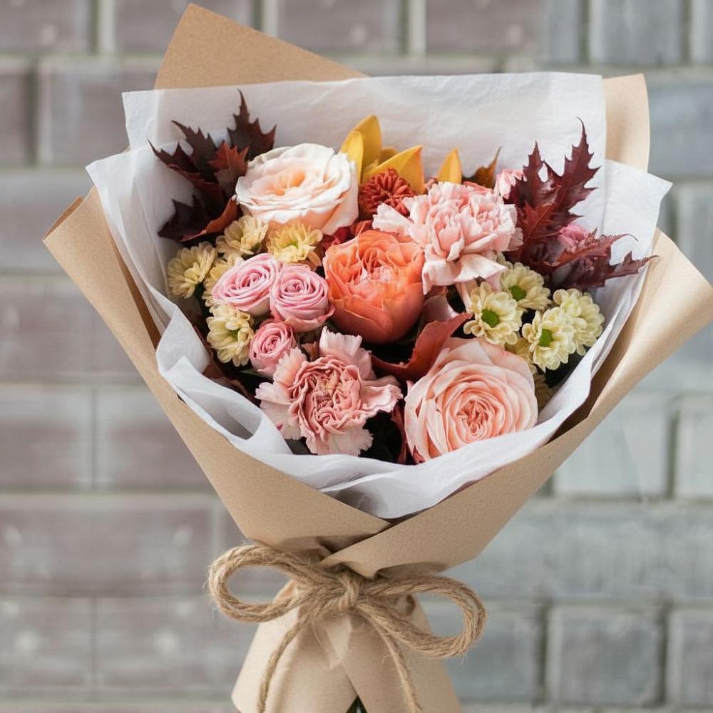 Букет цветов из: Гвоздики, Хризантемы и Розы в Зеленогорске