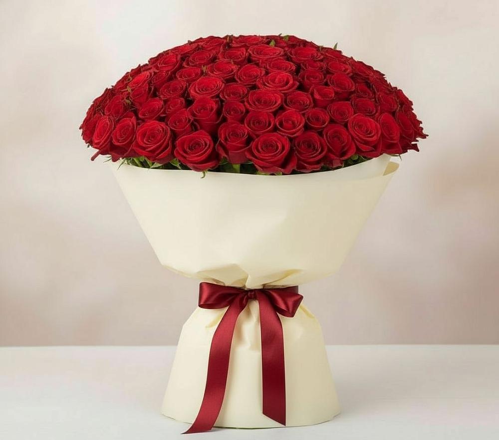 Букет 101 Красная роза Милано в Зеленогорске