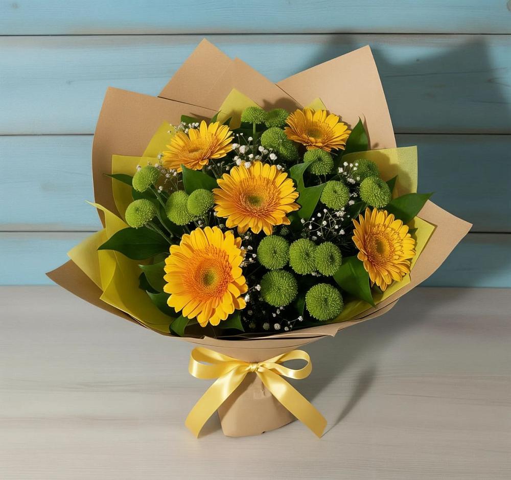 Букет цветов из: Герберы и Хризантемы в Зеленогорске