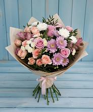 Букет цветов из:  Хризантемы, Розы и Альстромерии в Зеленогорске