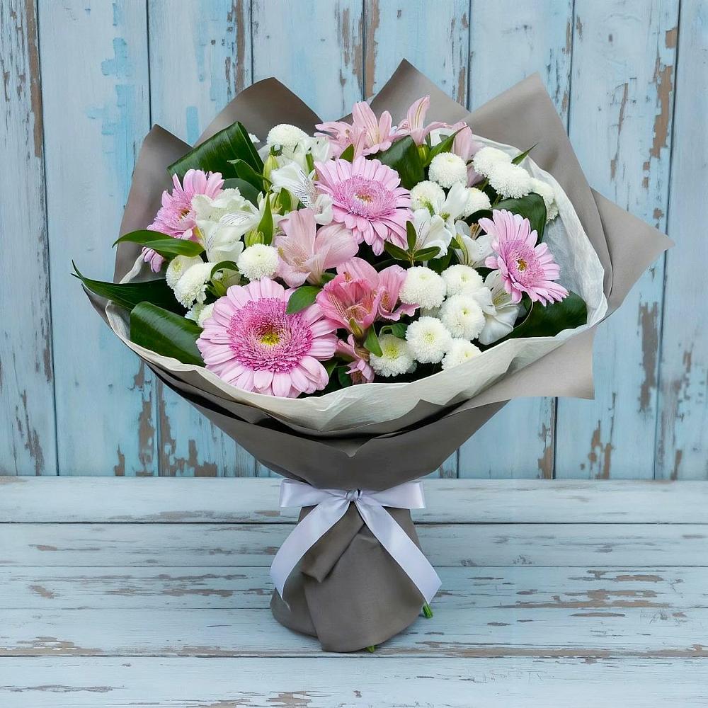Букет цветов из: Герберы, Альстромерии и Хризантемы в Зеленогорске